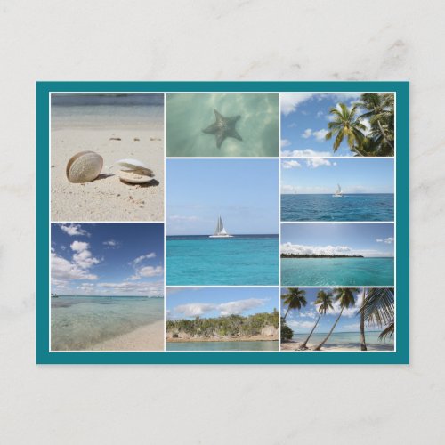 Scenic Caribbean Isla Saona Photo Collage Postcard