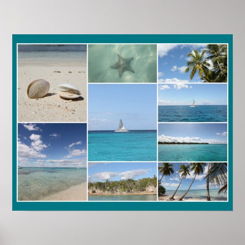 Scenic Caribbean Isla Saona Photo Collage Poster