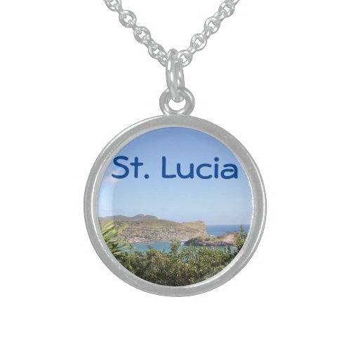 Scenic Caribbean Island Saint Lucia Sterling Silver Necklace