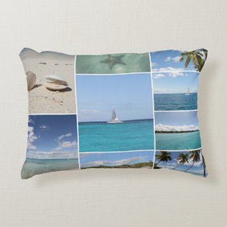 Scenic Caribbean Photo Collage Decorative Pillow