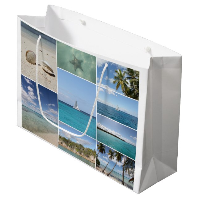 Scenic Caribbean Photo Collage Large Gift Bag (Front Angled)