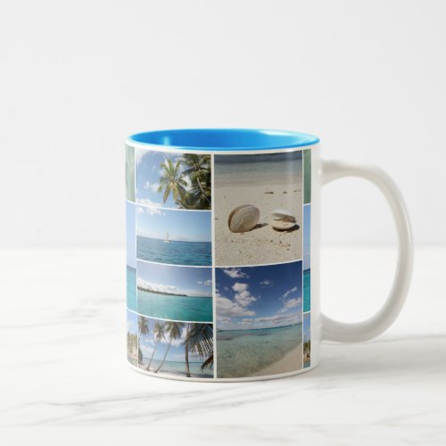 Scenic Caribbean Photo Collage Two_Tone Coffee Mug