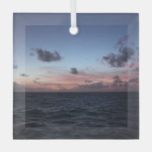 Scenic Caribbean Sunset near Tobago Glass Ornament