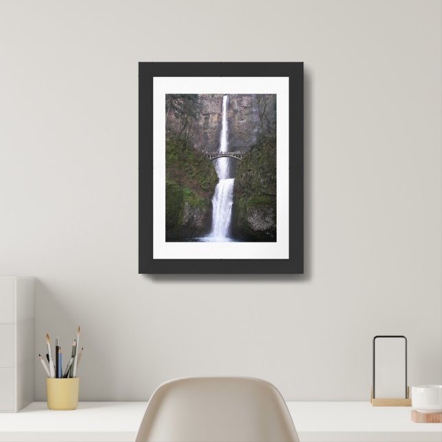 Scenic Cascading Multnomah Falls Framed Art (Home Office)