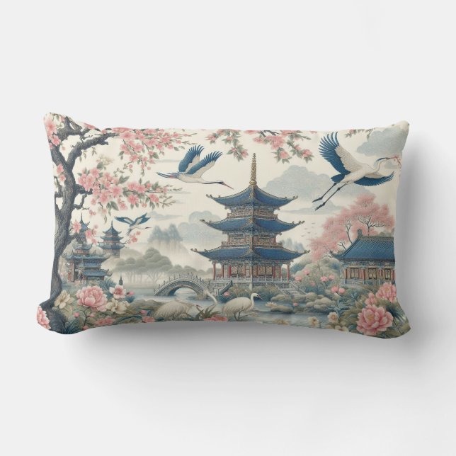 scenic chinoiserie lumbar pillow (Front)