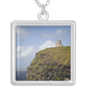 Scenic Cliffs of Moher and O'Brien's Tower. Silver Plated Necklace