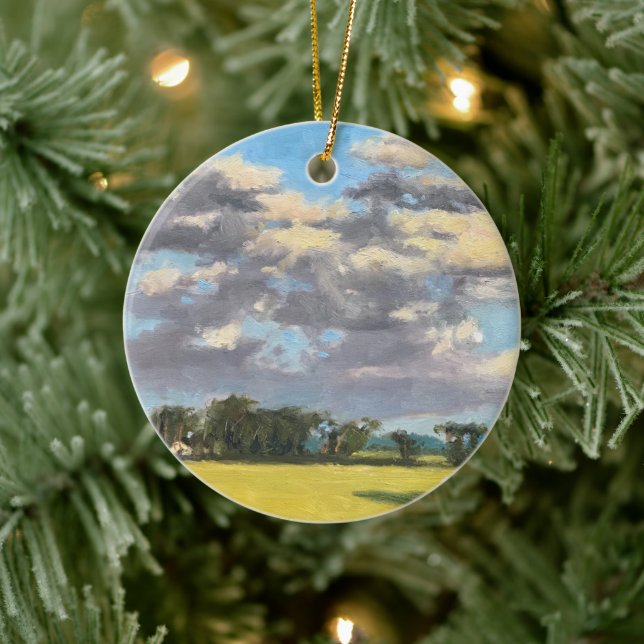 Scenic Clouds Over St Louis Missouri Farm Pasture  Ceramic Ornament (Tree)
