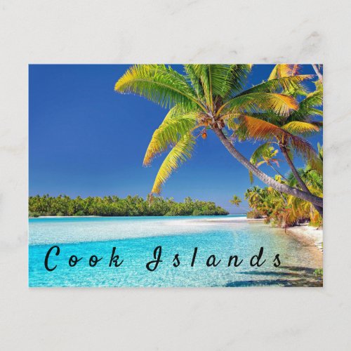 Scenic Cook Island Palm Tree Beach Holiday Postcard