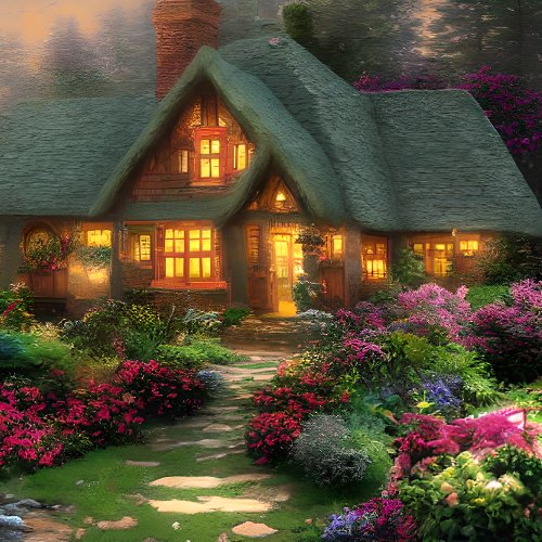 Scenic Cottage in the Woods Jigsaw Puzzle