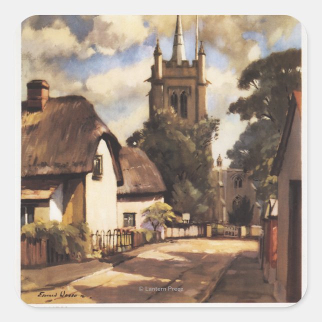 Scenic Country View British Railways Poster Square Sticker (Front)