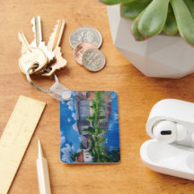 Scenic Countryside Lake Painting Keychain