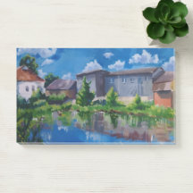 Scenic Countryside Lake Painting Post-it Notes