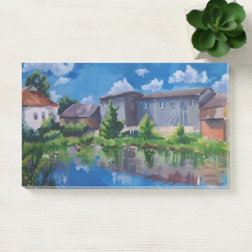 Scenic Countryside Lake Painting Post-it Notes