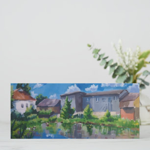 Scenic Countryside Lake Painting Postcard and Art 
