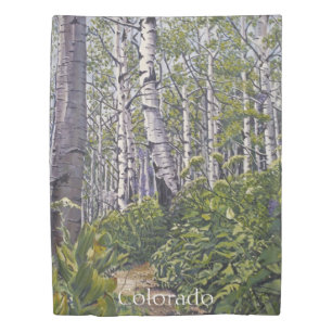 Scenic Crested Butte Colorado Spring Aspen Trees Duvet Cover