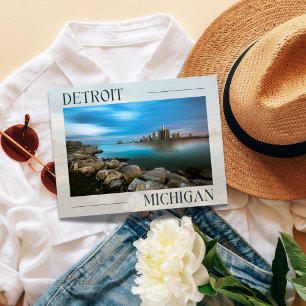 Scenic Detroit Waterfront Postcard