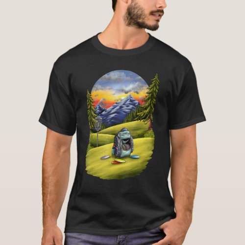 Scenic Disc Golf With Disc Golf Bag Sunset Disc Go T-Shirt
