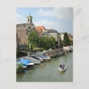 Scenic Dutch Canal Boat Picturesque Netherlands Postcard