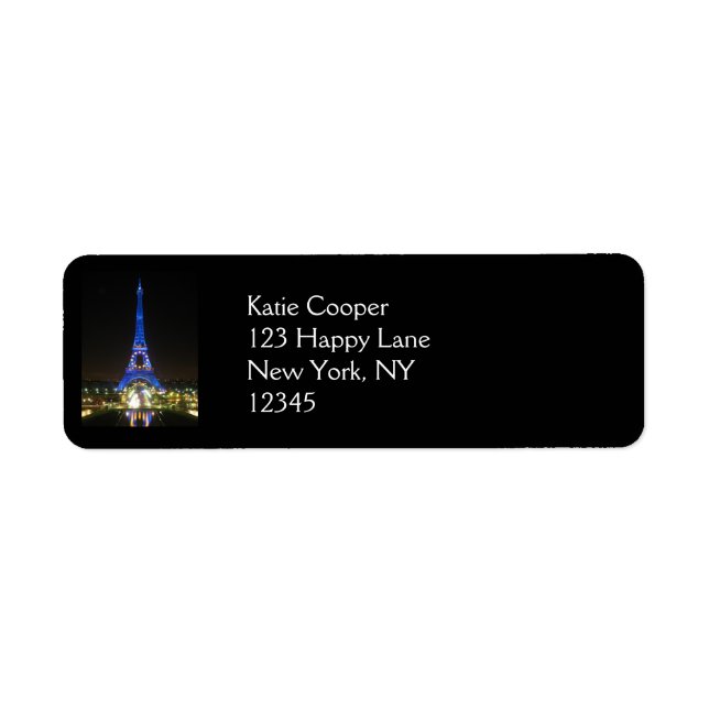 Scenic Eiffel Tower at Night Label (Front)