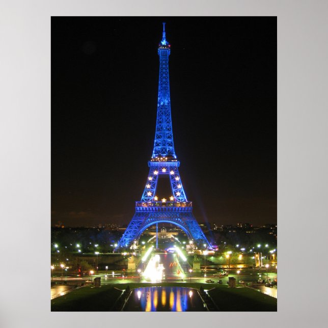 Scenic Eiffel Tower at Night Poster (Front)
