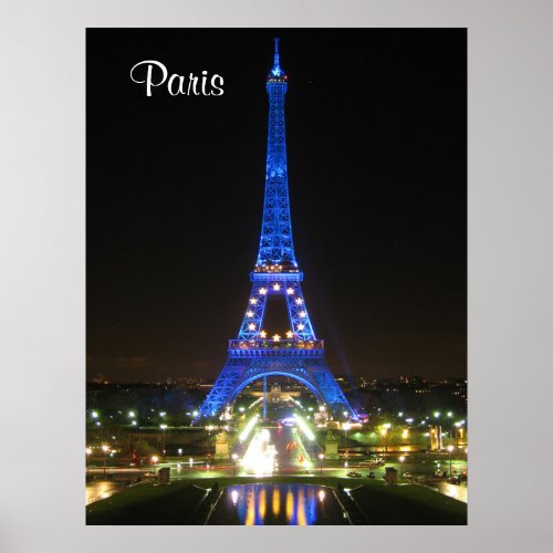 Scenic Eiffel Tower at Night Poster