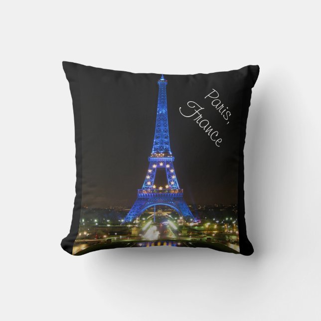 Scenic Eiffel Tower at Night Throw Pillow (Front)