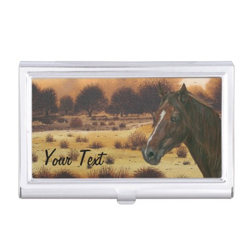 scenic equine portrait chestnut mare brown horse business card case
