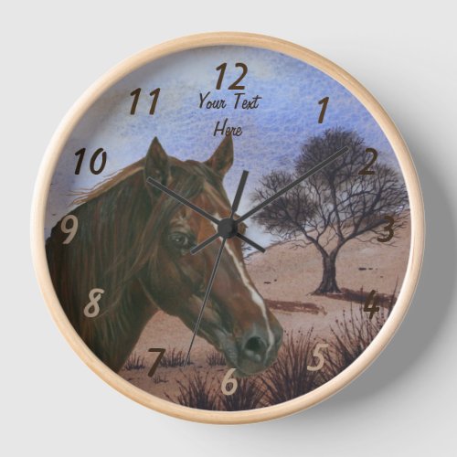 scenic equine portrait chestnut mare brown horse clock
