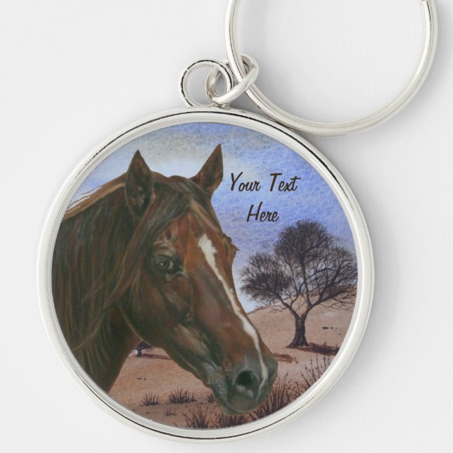 scenic equine portrait chestnut mare brown horse keychain (Front)