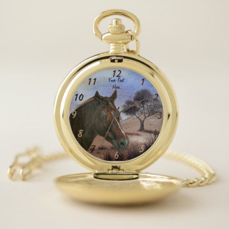Scenic Equine Portrait Chestnut Mare Brown Horse Pocket Watch