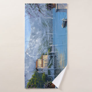 Scenic European Lake Villa & Mountains Bath Towel