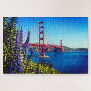 Scenic Floral Golden Gate Bridge Photo Jigsaw Puzzle