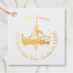 scenic forest address stamp foil favor tags