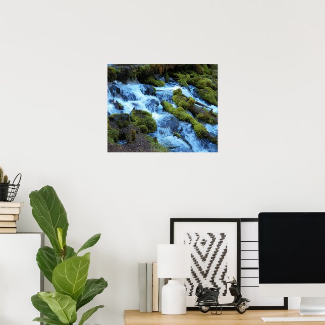 Scenic Forest Waterfall Landscape Poster (Home Office)