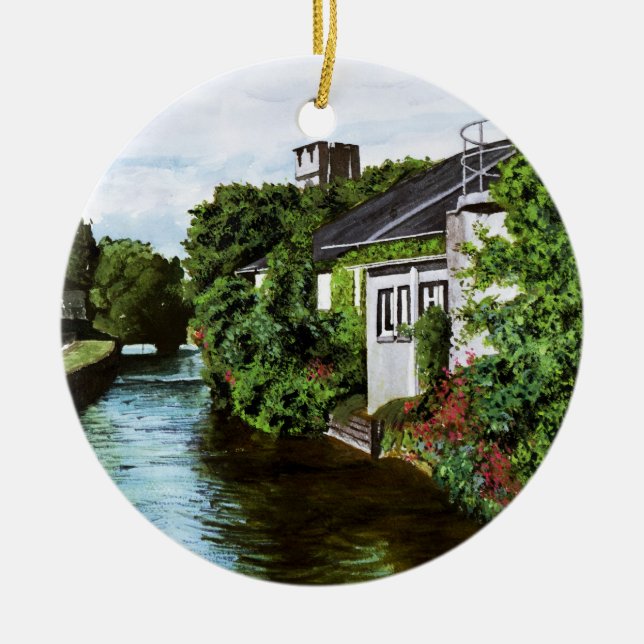 Scenic Galway City Ireland Canal View Ceramic Ornament (Front)