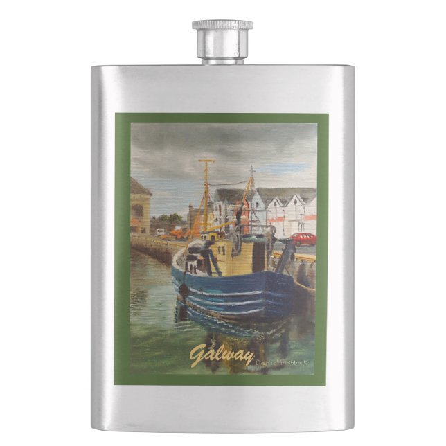 Scenic Galway City Ireland Fishing Boat Flask (Front)