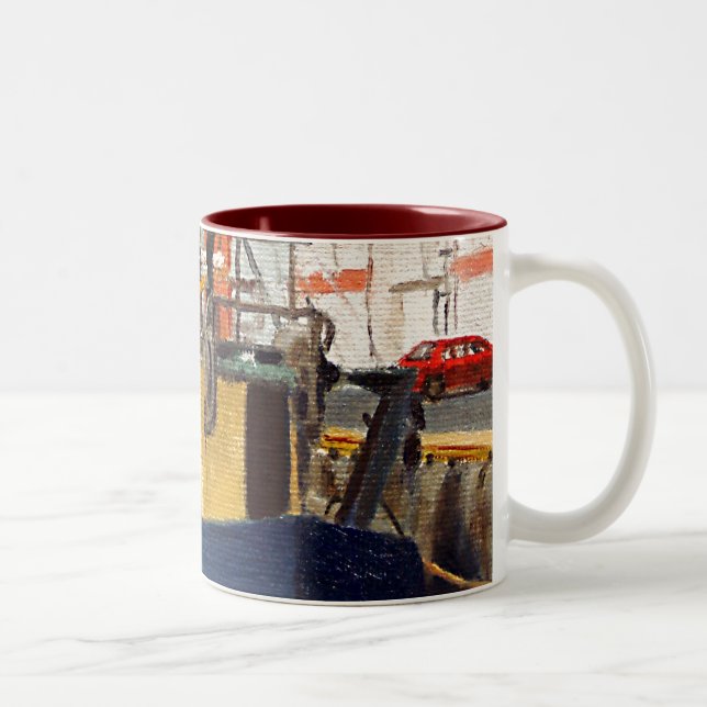Scenic Galway City Ireland Fishing Boat Two-Tone Coffee Mug (Right)