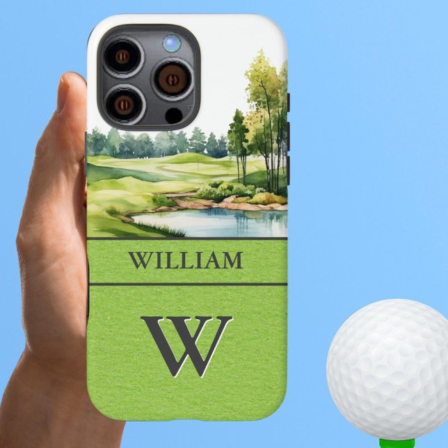 Scenic Golf Course Monogram Name   Case-Mate iPhone Case (Creator Uploaded)