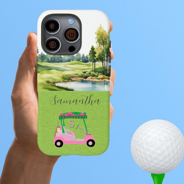 Scenic Golf Course Pink Golf Cart  Case-Mate iPhone Case (Creator Uploaded)
