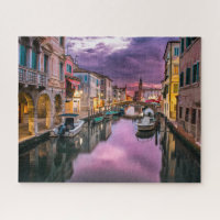 Scenic Grand Canal in Italy at Sunset