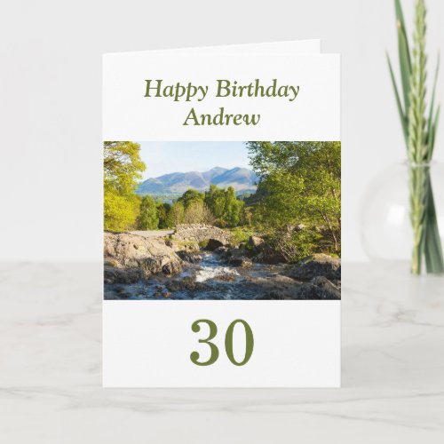 Scenic Greenery Personalized 30th Birthday Card