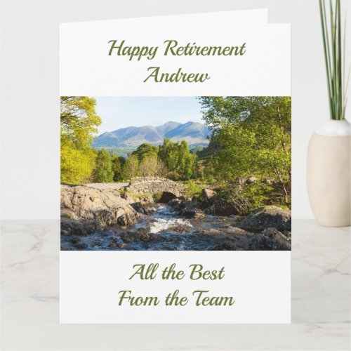 Scenic Greenery Personalized Photo Retirement Card