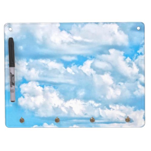 Scenic Happy Sunny Clouds Background Dry Erase Board With Keychain Holder
