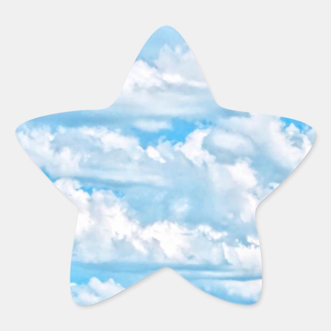 Scenic Happy Sunny Clouds Background Star Sticker (Front)