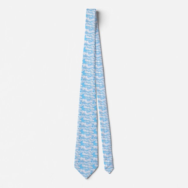 Scenic Happy Sunny Clouds Background Tie (Front)