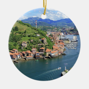 Scenic harbor mouth Pasaia, Basque country Ceramic Ornament