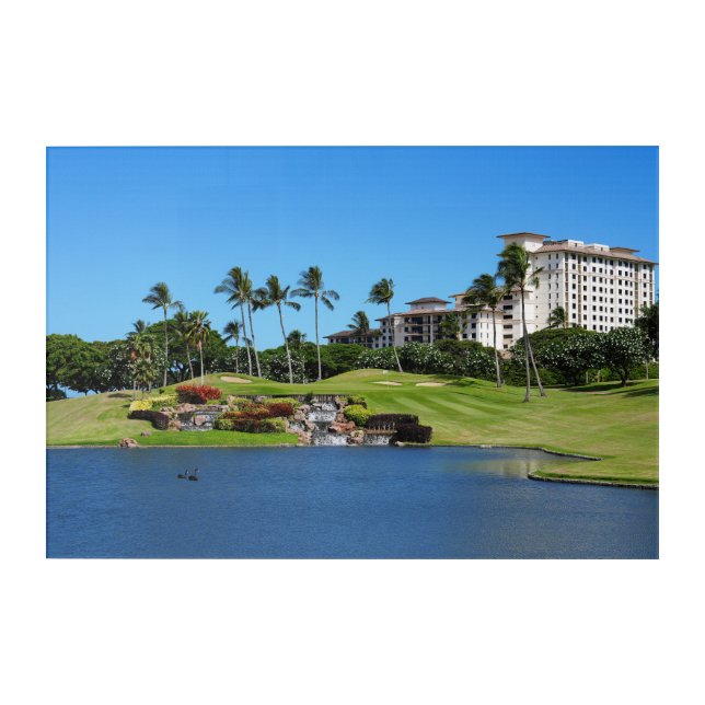 Scenic Hawaii Golf Course Acrylic Wall Art 30 x 20 (Front)