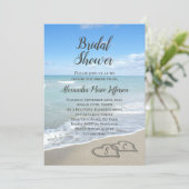 Scenic Hearts in the Sand Beach Bridal Shower Invitation (Standing Front)