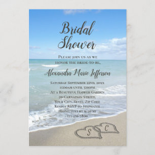 Scenic Hearts in the Sand Beach Bridal Shower Invitation