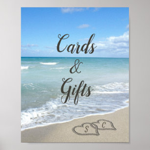 Scenic Hearts in the Sand Beach Custom Wedding Poster